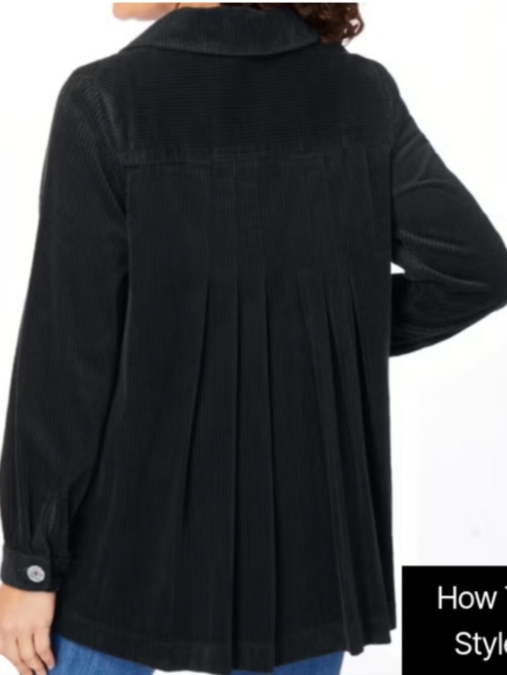 Woman Within Corduroy Pleated Jacket Size 22/24 Black